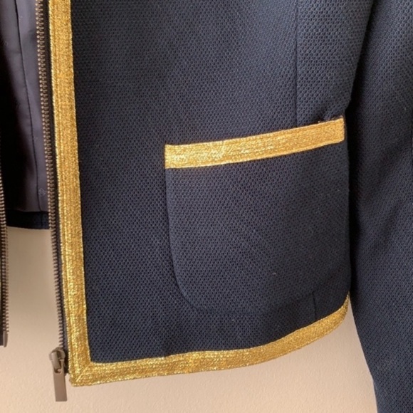 Banana Republic Women Navy Blue And Gold Blazer Size 6 - Picture 6 of 7